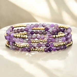 Bransoletka Golden Violet Ametysz