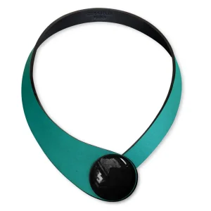 Naszyjnik Skórzany Soria Black + Ceramiczny Guzik