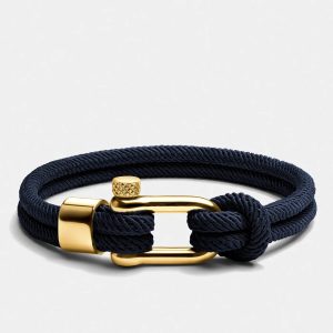 Stylowa Bransoletka Męska  Alchor Platinum Navy Gold