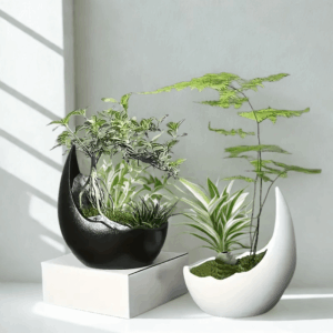 Doniczka ceramiczna Zen czarno-biała 2 szt.