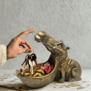 Brelok-figurka hipopotama w stylu art déco - złoty