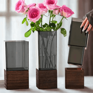 Nowoczesny  wazonów akrylowych w kolorze dymu zestaw 3