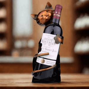 Nowoczesny stojak na wino - kot