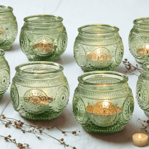 Świeczniki w kolorze zielony vintage