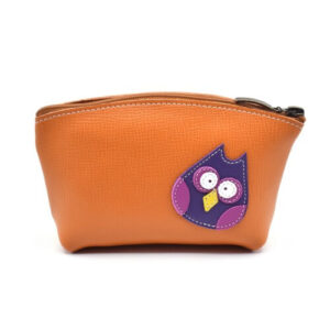 Skórzany pojemnik na kosmetyki lub długopisy -Sowa