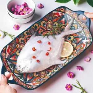 Boho ceramiczna miska do serwowania w kolorze niebieski