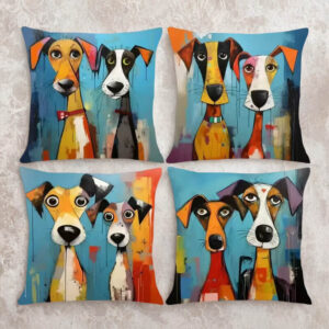 Niebieskich poszewek na poduszki z psem zestaw 4