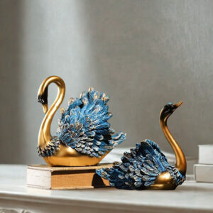 Para łabędzi w kolorze niebieskim i złotym 2 szt.