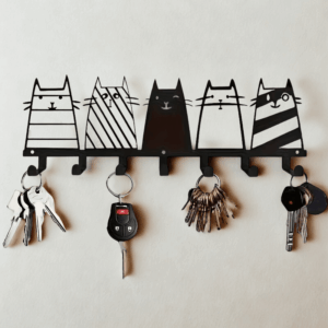 Wieszak na klucze na ścianę - 5 kotów