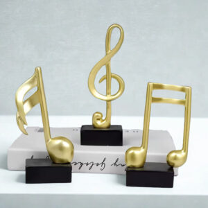 Dekoracja boho nuty muzyczne 3 szt. - złoto