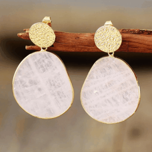 Kwarc różowy owalny kolczyki