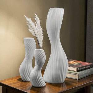 Zestaw 3 wazonów zakrzywionych - biały