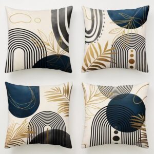 Poszewek na poduszki w stylu boho zestaw 4– niebieski i szary