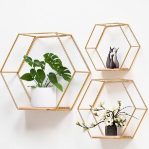 Półka ścienna metalowa dekoracyjna w kolorze złotym 3 szt.