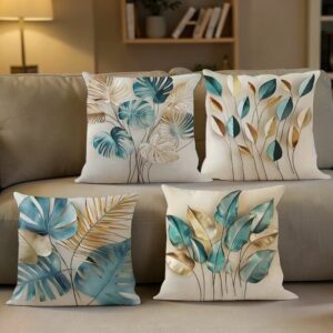 Poszewek na poduszki z wzorem liści zestaw 4